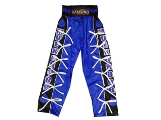 Personalisierte Kickboxhose lang : KNPANTS-005-Blau-Schwarz