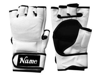 MMA handschuhe echtleder personalisiert : KNGCUST-MMA-Weiß