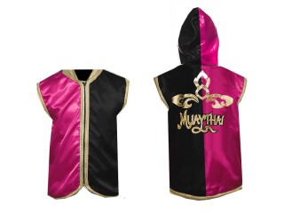 KANONG personalisierte Boxjacke mit Kapuze : KNHOD-121-Rosa-Schwarz