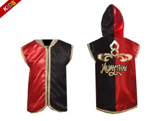 Personalisierte Boxjacke mit Kapuze für Kinder und junge : KNHODKID-121-Rot-Schwarz