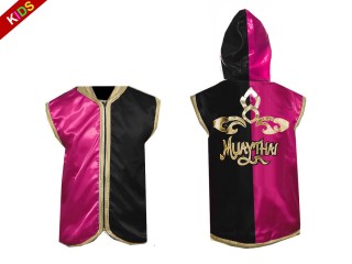 Personalisierte Boxjacke mit Kapuze für Kinder und junge : KNHODKID-121-Rosa-Schwarz