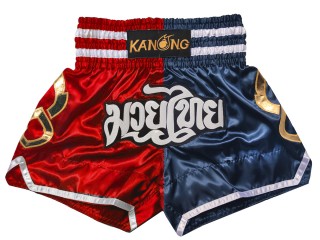 Kanong Thai boxen hosen : KNS-143-Rot-Marineblau