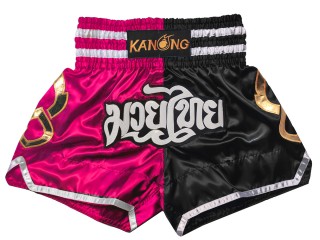 Kanong Thai boxen hosen : KNS-143-Rosa-Schwarz