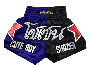Kanong Kickboxhose selber gestalten : KNSCUST-1123 Schwarz-Blau
