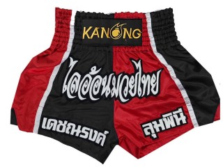 Kanong Personalisierte Kickboxhose : KNSCUST-1190 Schwarz-Rot