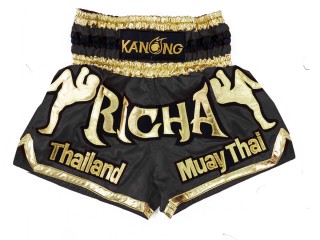 Kanong Personalisierte Kickboxing Hose : KNSCUST-1228 Schwarz