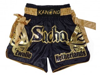 Kanong personalisierte Muay Thai Shorts : KNSCUST-1239 Schwarz