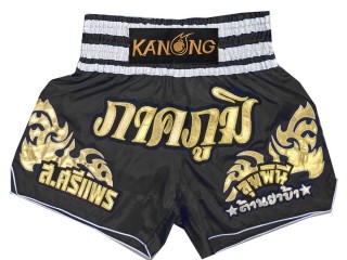 Kanong Personalisierte Muay Thai Shorts : KNSCUST-1249-Schwarz