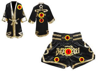 Personalisierte Boxmantel und Muay Thai Hose: 121-Schwarz