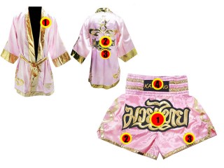 Personalisierte Boxmantel und Kickbox Hose : 121-Rosa