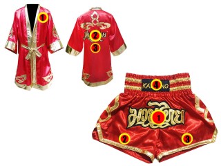 Personalisierte Boxmäntel und Muay Thai Hose: 121-Rot