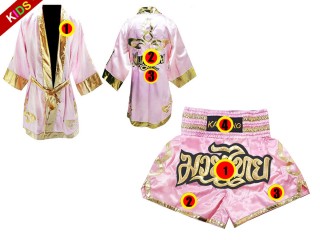 Kanong Boxmantel und Thaiboxshorts für Kämpfer for Kids : Model 121-Rosa