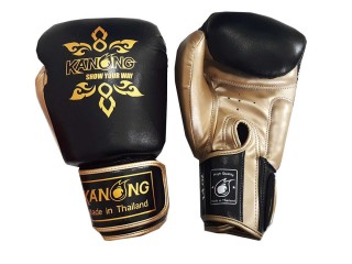 Kanong Kinder Boxhandschuhe, Box-Handschuhe für Kinder : Thai Power Schwarz/Gold