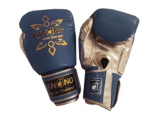 Kanong Kinder Boxhandschuhe, Box-Handschuhe für Kinder : Thai Power Marinenblau/Gold