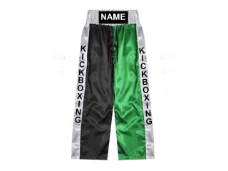 Personalisierte Kickboxhosen : KNPANTS-001-Schwarz-Grün