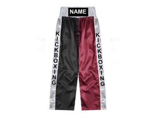 Personalisierte Kickboxhosen : KNPANTS-001-Schwarz-Kastanienbraun