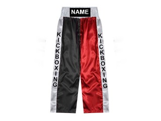 Personalisierte Kickboxhosen : KNPANTS-001-Schwarz-Rot