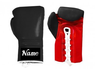 Maßgeschneiderte Schnür-Boxhandschuhe : Schwarz-Rot