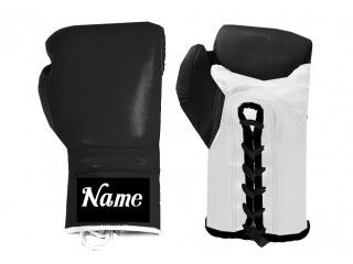 Maßgeschneiderte Schnür-Boxhandschuhe : Schwarz-Weiß