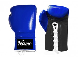 Maßgeschneiderte Schnür-Boxhandschuhe : Blau-Schwarz