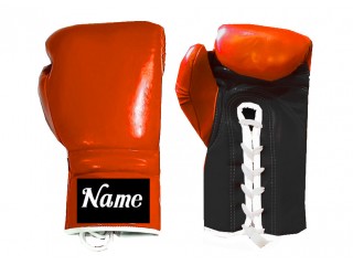 Maßgeschneiderte Schnür-Boxhandschuhe : Orange-Schwarz