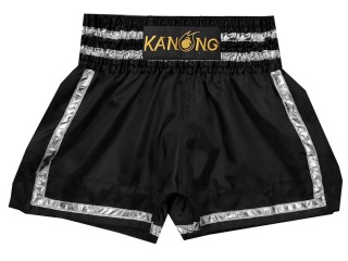 Kanong Kick box Hosen : KNS-140-Schwarz-Silber