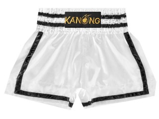 Kanong Kickbox Shorts Kick box Hosen : KNS-140-Weiß-Schwarz