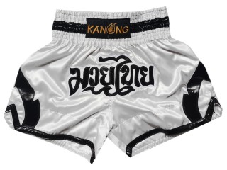 Kanong Kickbox Shorts Thai boxen hosen : KNS-144-Weiß