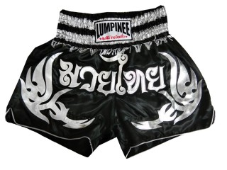 Lumpinee Kickbox Shorts Thai boxen hose : LUM-050-Schwarz-Silber