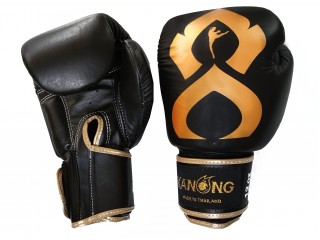 Kanong Boxhandschuhe aus echtem Leder : "Thai Kick" Schwarz-Gold