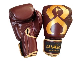 Kanong Boxhandschuhe aus echtem Leder : "Thai Kick" Kastanienbraun-Gold