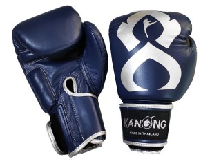 Kanong Boxhandschuhe aus echtem Leder : "Thai Kick" Marinenblau-Silber