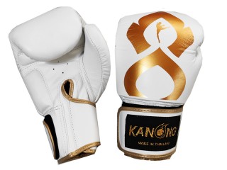Kanong Boxhandschuhe aus echtem Leder : "Thai Kick" Weiß-Gold