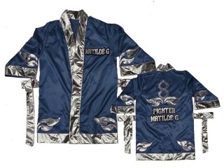 Kanong outfit box Boxermantel mit eigenen namen : KNFIRCUST-001-Marinenblau-Silber