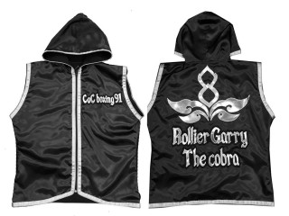KANONG personalisierte Box jacke mit Kapuze : KNHODCUST-001-Schwarz-Silber