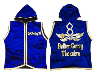 KANONG personalisierte boxen jacke mit Kapuze : KNHODCUST-001-Blau-Gold