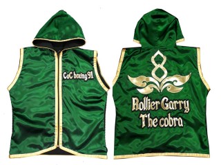 KANONG personalisierte boxen jacke mit Kapuze : KNHODCUST-001-Grün-Gold