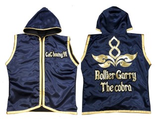 KANONG personalisierte boxen jacke mit Kapuze : KNHODCUST-001-Marinenblau-Gold