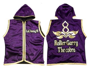 KANONG personalisierte Box jacke mit Kapuze : KNHODCUST-001-Violett-Gold