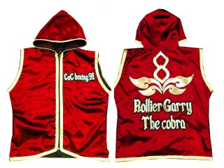 KANONG personalisierte Box jacke mit Kapuze : KNHODCUST-001-Rot-Gold