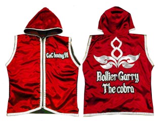 KANONG personalisierte Box jacke mit Kapuze : KNHODCUST-001-Rot-Silber