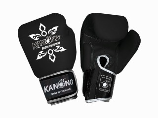 Kanong Boxhandschuhe aus echtem Leder : "Thai Kick" Schwarz-Silber