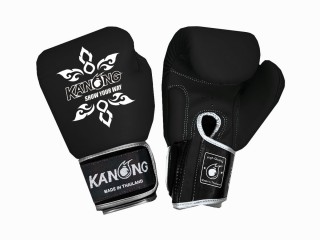 Kanong Boxhandschuhe aus echtem Leder : "Thai Kick" Schwarz und Silber