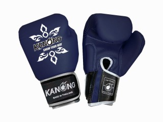 Kanong Boxhandschuhe aus echtem Leder : "Thai Kick" Marinenblau-Silber