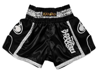 Kanong Kinder Retro-Thaishorts zum Boxen : KNSRTO-208-Schwarz