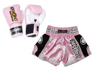 Produktset Passende Boxhandschuhe und Muay Thai Shorts : Set-208-Rosa