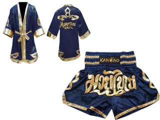 Kanong Boxmantel und Thaiboxshorts für Kämpfer : Model 121-Marinenblau