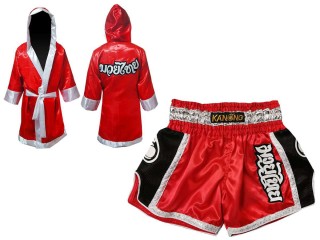 Personalisierte Boxmantel und Kickbox Hose : 208-Rot