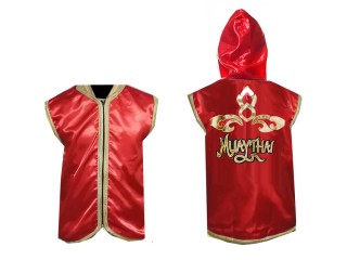 KANONG Maßgeschneiderte Jacke mit Kapuze für Kämpfer / Boxer : Rot Thailändisches Design