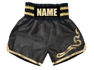 Personalisierte Kinder Boxshorts mit Namen oder Text : KNBSH-001 schwarz